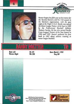 1999 Blueline Tacoma Rainiers #4 Randy Roetter Back