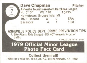 1979 TCMA Asheville Tourists #7 Dave Chapman Back