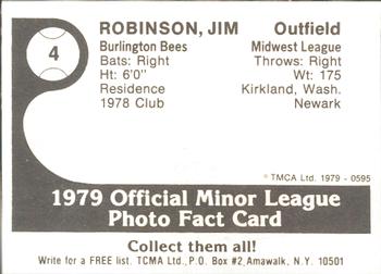 1979 TCMA Burlington Bees #4 Jim Robinson Back