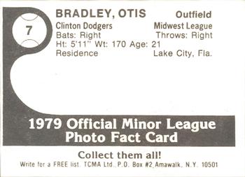 1979 TCMA Clinton Dodgers #7 Otis Bradley Back