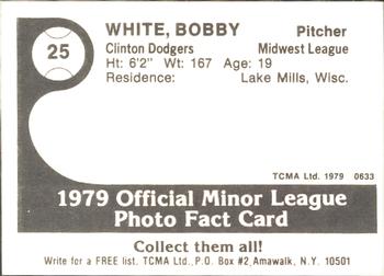 1979 TCMA Clinton Dodgers #25 Bob White Back