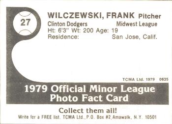 1979 TCMA Clinton Dodgers #27 Frank Wilczewski Back