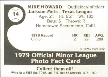 1979 TCMA Jackson Mets #14 Mike Howard Back