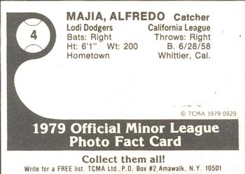 1979 TCMA Lodi Dodgers #4 Alfredo Mejia Back