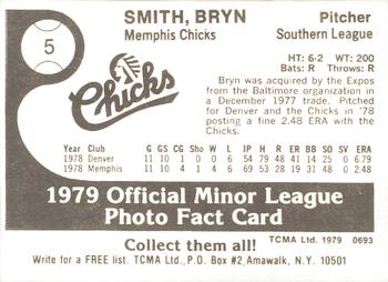 1979 TCMA Memphis Chicks #5 Bryn Smith Back