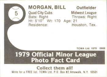 1979 TCMA Quad City Cubs #5 Bill Morgan Back