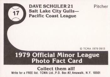 1979 TCMA Salt Lake City Gulls #17 Dave Schuler Back