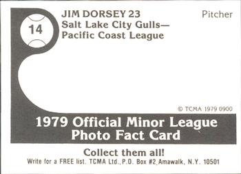 1979 TCMA Salt Lake City Gulls #14 Jim Dorsey Back