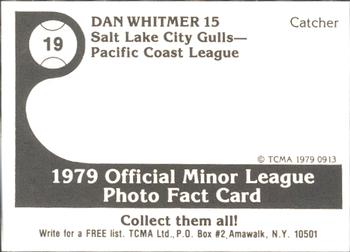 1979 TCMA Salt Lake City Gulls #19 Dan Whitmer Back