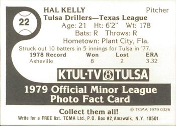 1979 TCMA Tulsa Drillers #22 Hal Kelly Back