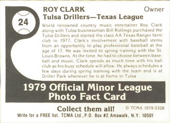 1979 TCMA Tulsa Drillers #24 Roy Clark Back