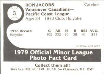1979 TCMA Vancouver Canadians #3 Ron Jacobs Back
