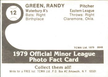 1979 TCMA Waterbury A's #12 Randy Green Back