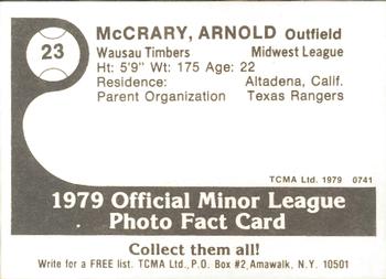 1979 TCMA Wausau Timbers #23 Arnold McCrary Back