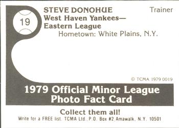 1979 TCMA West Haven Yankees #19 Steve Donohue Back