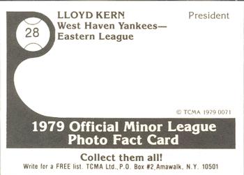 1979 TCMA West Haven Yankees #28 Lloyd Kern Back