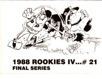 1988 Rookies IV Final Series (unlicensed) #21 Chris Sabo Back