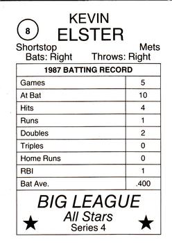 1988 Pacific Cards & Comics Big League All-Stars Series 4 (unlicensed) #8 Kevin Elster Back