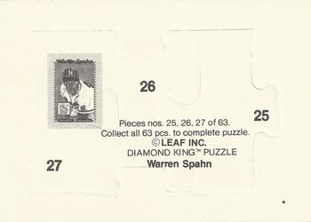 1989 Donruss - Warren Spahn Puzzle #25-27 Warren Spahn Back