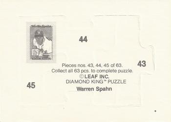 1989 Donruss - Warren Spahn Puzzle #43-45 Warren Spahn Back