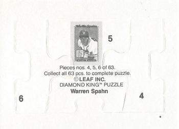 1989 Donruss - Warren Spahn Puzzle #4-6 Warren Spahn Back