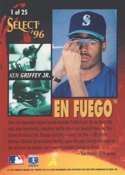 1996 Select - En Fuego #1 Ken Griffey Jr. Back