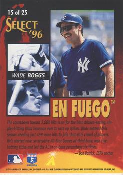 1996 Select - En Fuego #15 Wade Boggs Back