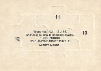 1983 Donruss Hall of Fame Heroes - Mickey Mantle Puzzle #10-12 Mickey Mantle Back