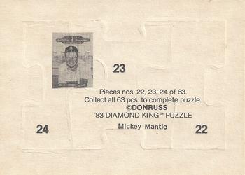 1983 Donruss Hall of Fame Heroes - Mickey Mantle Puzzle #22-24 Mickey Mantle Back