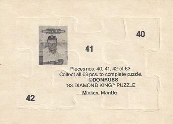 1983 Donruss Hall of Fame Heroes - Mickey Mantle Puzzle #40-42 Mickey Mantle Back