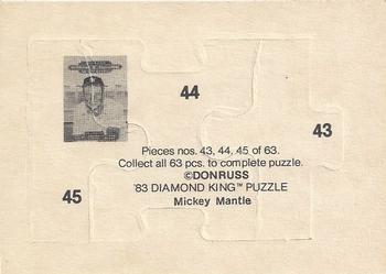 1983 Donruss Hall of Fame Heroes - Mickey Mantle Puzzle #43-45 Mickey Mantle Back