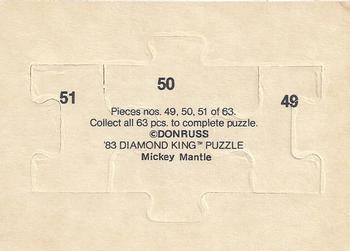 1983 Donruss Hall of Fame Heroes - Mickey Mantle Puzzle #49-51 Mickey Mantle Back