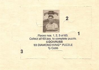 1983 Donruss - Ty Cobb Puzzle #1-3 Ty Cobb Back