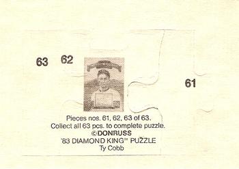 1983 Donruss - Ty Cobb Puzzle #61-63 Ty Cobb Back