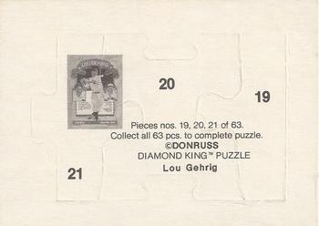 1985 Donruss - Lou Gehrig Puzzle #19-21 Lou Gehrig Back