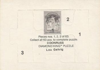 1985 Donruss - Lou Gehrig Puzzle #1-3 Lou Gehrig Back