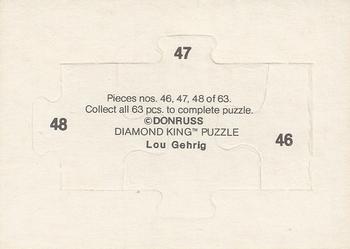 1985 Donruss - Lou Gehrig Puzzle #46-48 Lou Gehrig Back