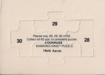 1986 Donruss - Hank Aaron Puzzle #28-30 Hank Aaron Back