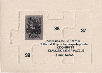 1986 Donruss - Hank Aaron Puzzle #37-39 Hank Aaron Back