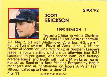 1992 Star Scott Erickson #4 Scott Erickson Back