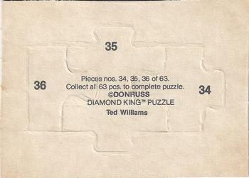 1984 Donruss Action All-Stars - Ted Williams Puzzle #34-36 Ted Williams Back