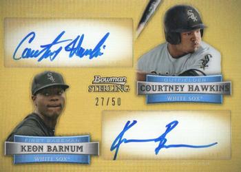 2012 Bowman Sterling - Dual Autographs Gold Refractors #DA-HB Keon Barnum / Courtney Hawkins Front