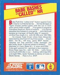 1989 Score - Magic Motion: A Year to Remember #1 Babe Ruth: 1932 Back