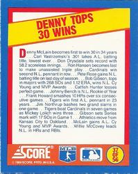 1989 Score - Magic Motion: A Year to Remember #37 Denny McLain: 1968 Back