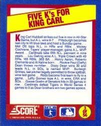 1989 Score - Magic Motion: A Year to Remember #3 Carl Hubbell: 1934 Back