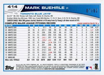 2013 Topps - Black #414 Mark Buehrle Back