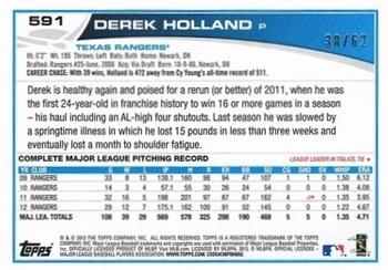 2013 Topps - Black #591 Derek Holland Back