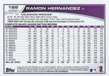 2013 Topps - Camo #165 Ramon Hernandez Back