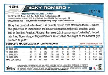 2013 Topps - Camo #124 Ricky Romero Back