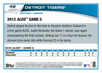 2013 Topps - Emerald Foil #42 Detroit Tigers Back